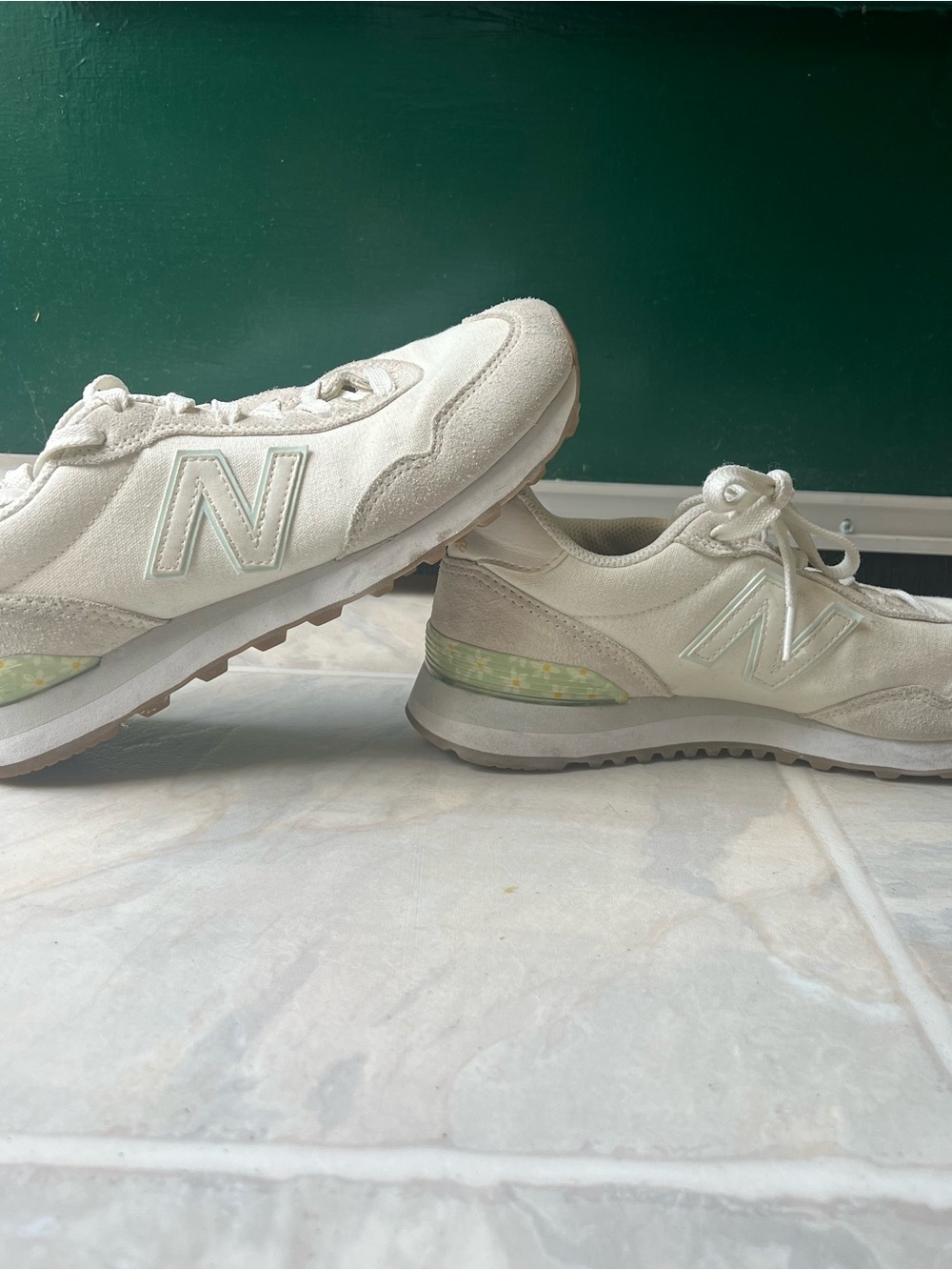 New Balance Off-White Suede & Mesh Sneakers